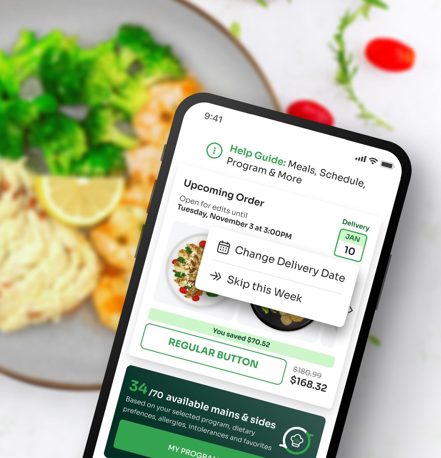 LifeChef’s flexible heart healthy meal options. Change the delivery date or skip a week anytime